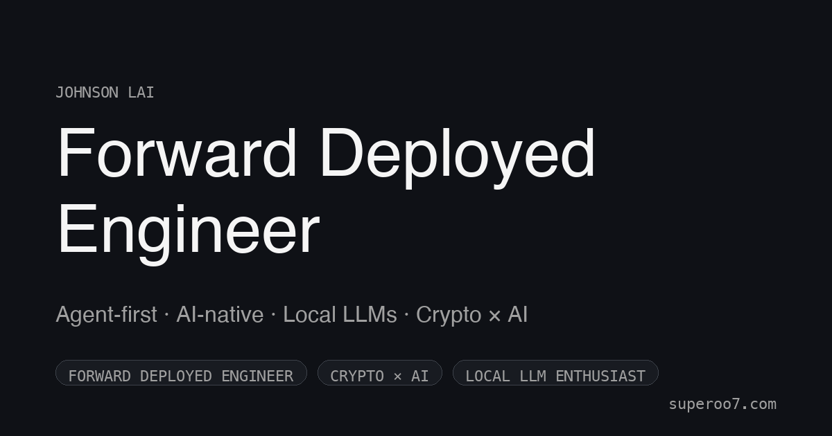 🛠️ Forward Deployed Engineer Malaysia & Singapore · Johnson Lai ...